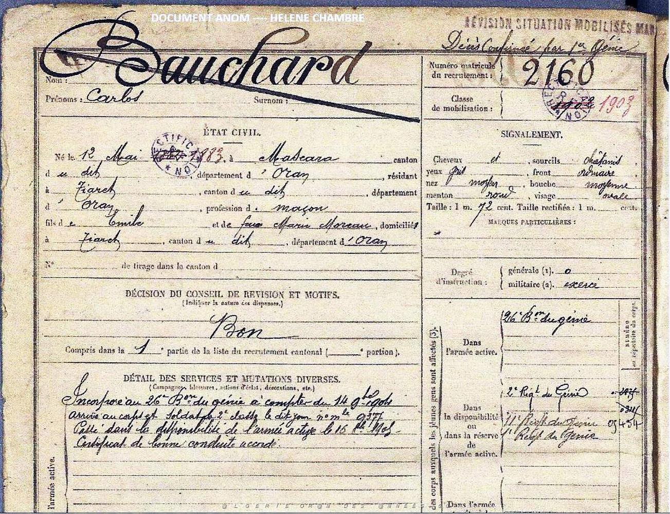 05 Carlos BAUCHARD Registre des Matricules.JPG